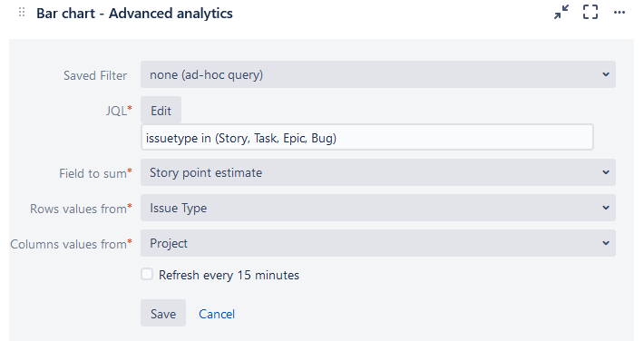 Report gadget configuration