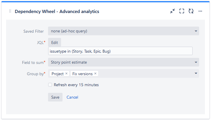 Report gadget configuration